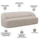 Ver imagem 4 de Sofá 3 Lugares Curvo Orgânico com 02 Poltronas Para Sala Living 250cm Barolo L06 Bouclê Bege - Lyam