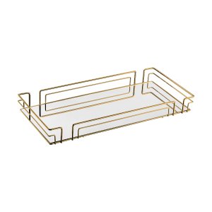 Bandeja Multiuso Hara Luiza Retangular 66,5 X 31,5 Cm:dourado