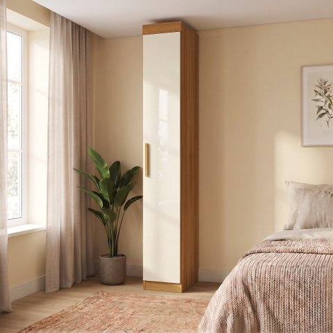 Módulo de Guarda Roupa com 1 Porta 100% MDF Smart Cinamomo/Off White