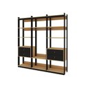 Ver imagem 2 de Conjunto Closet Industrial 3 Modulado com 1 Cabideiro e 4 Gavetas com Puxador em Courinho Bege/Freij