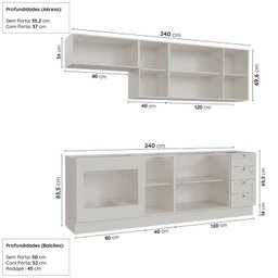 Cozinha Modulada 6 Peças sem Tampo com Balcão para Forno de Embutir Cabecasa Madeiramadeira - 2