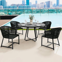 Ver imagem 2 de Jogo de Mesa Ripada 1,00m Aluminio com 4 Poltronas Corda Nautica Área Externa e Interna