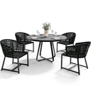 Ver imagem 1 de Jogo de Mesa Ripada 1,00m Aluminio com 4 Poltronas Corda Nautica Área Externa e Interna