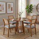 Ver imagem 7 de Mesa de Jantar Redonda Pitanga com 4 Cadeiras Estofadas Tamarindo Linho Cinza Natuem