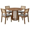 Ver imagem 1 de Mesa de Jantar Redonda Pitanga com 4 Cadeiras Estofadas Tamarindo Linho Cinza Natuem