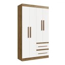 Ver imagem 1 de Guarda-roupa Solteiro Palermo 4 Portas 2 Gavetas 100% Mdf Off White/nogueira - Doripel Móveis