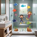 Ver imagem 1 de Adesivo Box de Banheiro e Parede Infantil Nadadores Oceano