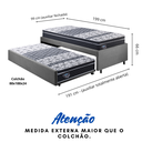 Ver imagem 2 de Bicama Box Solteiro 88x188 Suede Cinza com Dois Colchões Gransleep Molas Verticoil Ecoflex