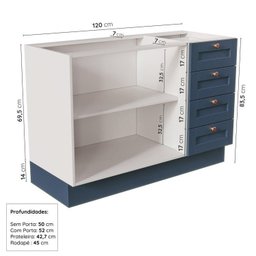 Cozinha Modulada 6 Peças sem Tampo com Balcão para Forno de Embutir CabeCasa MadeiraOriginals Azul/Branco - 12 Cozinha Modulada 6 Peças sem Tampo com Balcão para Forno de Embutir CabeCasa MadeiraOriginals Azul/Branco - 12