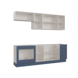 Cozinha Modulada 6 Peças sem Tampo com Balcão para Forno de Embutir CabeCasa MadeiraOriginals Azul/Branco - 7 Cozinha Modulada 6 Peças sem Tampo com Balcão para Forno de Embutir CabeCasa MadeiraOriginals Azul/Branco - 7