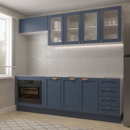 Cozinha Modulada 6 Peças sem Tampo com Balcão para Forno de Embutir CabeCasa MadeiraOriginals Azul/Branco - 1 Cozinha Modulada 6 Peças sem Tampo com Balcão para Forno de Embutir CabeCasa MadeiraOriginals Azul/Branco - 1