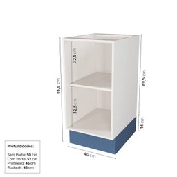 Cozinha Modulada 6 Peças sem Tampo com Balcão para Forno de Embutir CabeCasa MadeiraOriginals Azul/Branco - 11 Cozinha Modulada 6 Peças sem Tampo com Balcão para Forno de Embutir CabeCasa MadeiraOriginals Azul/Branco - 11