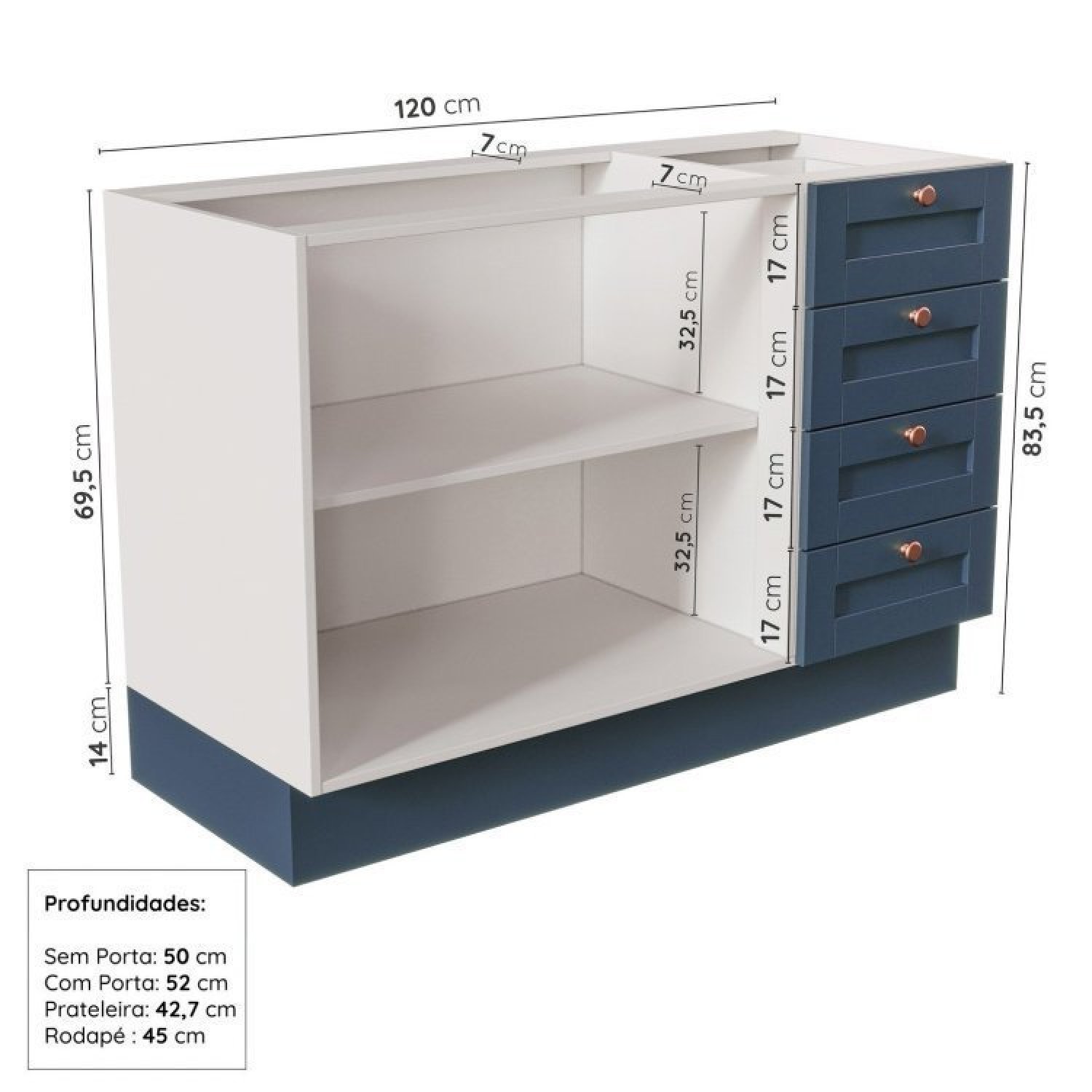 Cozinha Modulada 6 Peças sem Tampo com Balcão para Forno de Embutir Cabecasa Madeiramadeira - 12