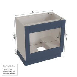 Cozinha Modulada 6 Peças sem Tampo com Balcão para Forno de Embutir CabeCasa MadeiraOriginals Azul/Branco - 14 Cozinha Modulada 6 Peças sem Tampo com Balcão para Forno de Embutir CabeCasa MadeiraOriginals Azul/Branco - 14