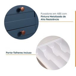 Cozinha Modulada 6 Peças sem Tampo com Balcão para Forno de Embutir CabeCasa MadeiraOriginals Azul/Branco - 5 Cozinha Modulada 6 Peças sem Tampo com Balcão para Forno de Embutir CabeCasa MadeiraOriginals Azul/Branco - 5