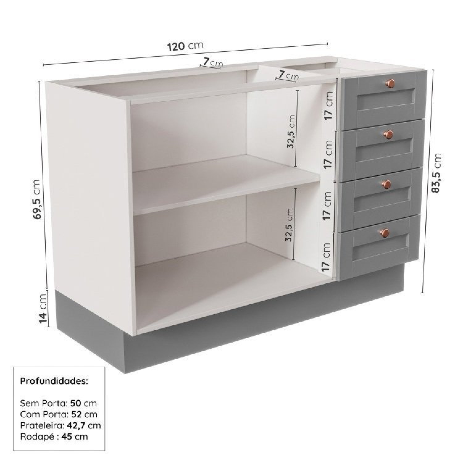 Cozinha Modulada 6 Peças sem Tampo com Balcão para Forno de Embutir Cabecasa Madeiramadeira - 14