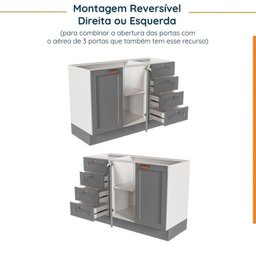 Cozinha Modulada 6 Peças sem Tampo com Balcão para Forno de Embutir Cabecasa Madeiramadeira - 15