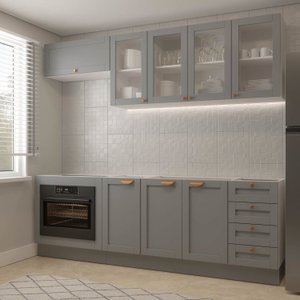 Cozinha Modulada 6 Peças sem Tampo com Balcão para Forno de Embutir Cabecasa Madeiramadeira
