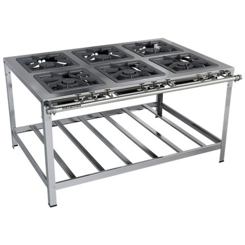 Fogão Industrial Stori Premium 6 Bocas 40x40 M15 Aço Inox 430 Metalmaq