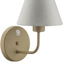 Ver imagem 4 de Arandela de Parede em Alumínio Dourado Cúpula Tecido Natural com Interruptor Luminária Quarto