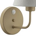 Ver imagem 3 de Arandela de Parede em Alumínio Dourado Cúpula Tecido Natural com Interruptor Luminária Quarto