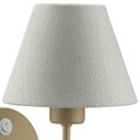 Ver imagem 2 de Arandela de Parede em Alumínio Dourado Cúpula Tecido Natural com Interruptor Luminária Quarto