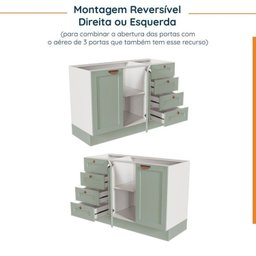 Cozinha Modulada 6 Peças sem Tampo com Balcão para Forno de Embutir Cabecasa Madeiramadeira - 14