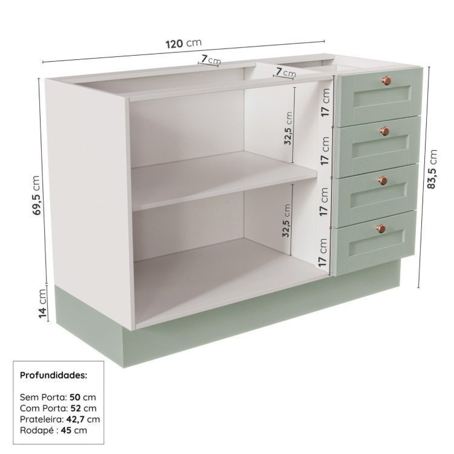 Cozinha Modulada 6 Peças sem Tampo com Balcão para Forno de Embutir Cabecasa Madeiramadeira - 13