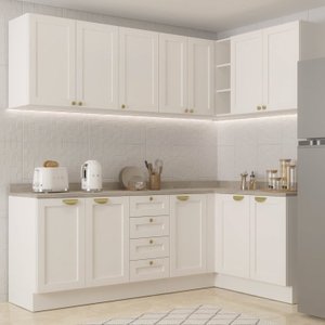 Cozinha Modulada 6 Peças 3 Armários Aéreos e Nichos, 3 Balcões CabeCasa MadeiraOriginals