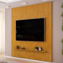Ver imagem 1 de Painel Ripado para TV 75 pol Sala Quarto 250x240cm Lexa D05 Cedro - Lyam Decor