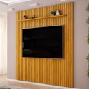 Ver imagem 2 de Painel Ripado para TV 75 pol Sala Quarto 250x240cm Lexa D05 Cedro - Lyam Decor