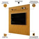 Ver imagem 3 de Painel Ripado para TV 75 pol Sala Quarto 250x240cm Lexa D05 Cedro - Lyam Decor