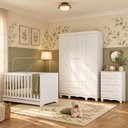 Ver imagem 1 de Quarto de Bebê Completo com Berço Americano 3 em 1 p/Colchão 130x70cm Flor Multimóveis MP4938