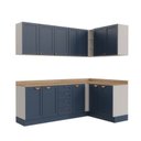 Ver imagem 2 de Cozinha Planejada 6 Peças 3 Armários Aéreos e Nichos, 3 Balcões CabeCasa MadeiraOriginals Azul/Branco