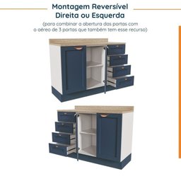 Cozinha Modulada 6 Peças 3 Armários Aéreos e Nichos, 3 Balcões CabeCasa MadeiraMadeira - 16