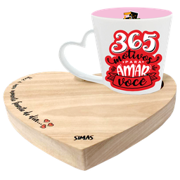 KIT CANECA DROP CORACAO + BANDEJA CORACAO - MOTIVOS PARA AMAR - 2
