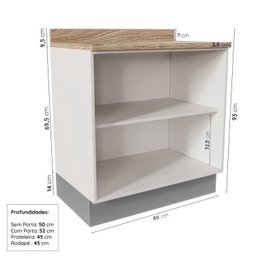 Cozinha Modulada 6 Peças 3 Armários Aéreos e Nichos, 3 Balcões CabeCasa MadeiraMadeira - 14