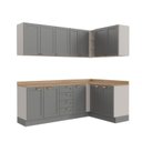Ver imagem 2 de Cozinha Modulada 6 Peças 3 Armários Aéreos e Nichos, 3 Balcões CabeCasa MadeiraOriginals Cinza/Branc