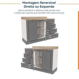 Cozinha Modulada 6 Peças 3 Armários Aéreos e Nichos, 3 Balcões CabeCasa MadeiraMadeira - 16