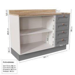 Cozinha Modulada 6 Peças 3 Armários Aéreos e Nichos, 3 Balcões CabeCasa MadeiraMadeira - 15