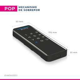 Fechadura Digital de Sobrepor Pop Esf-ds1100v Preta Elsys - 6