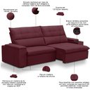 Ver imagem 4 de Sofá Retrátil Reclinável para Sala 4 Lugares 270cm Niels F04 Veludo Vermelho - Lyam Decor