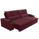 Ver imagem 6 de Sofá Retrátil Reclinável para Sala 4 Lugares 270cm Niels F04 Veludo Vermelho - Lyam Decor