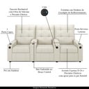 Ver imagem 4 de Poltrona do Papai Reclinável Cinema 3 Lugares Manual Baú Usb Haifa F05 Veludo Bege - Lyam Decor