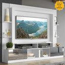 Ver imagem 2 de Estante com Espelho para TV até 65" Multimóveis Oslo FG3390 Branca/Madeirada