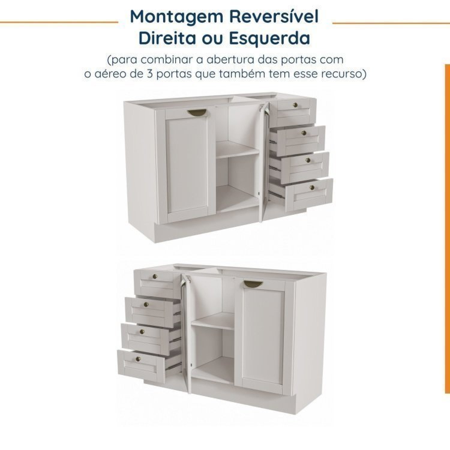 Cozinha Modulada 6 Peças sem Tampo 3 Armários Aéreos e Nichos, 3 Balcões Cabecasa Madeiramadeira - 15