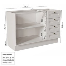 Cozinha Modulada 6 Peças sem Tampo Arizona CabeCasa MadeiraMadeira - 14