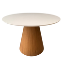 Ver imagem 1 de Mesa de Jantar Cone Redonda 130cm Laminada Madeira Imbuia Mel e Laca Modelar Art Moveis Mesa de Jant