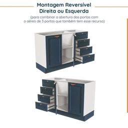 Cozinha Modulada 6 Peças sem Tampo 3 Armários Aéreos e Nichos, 3 Balcões Cabecasa Madeiramadeira - 15