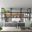 Ver imagem 1 de Prateleira Industrial de Ferro e Madeira para Cozinha - Nicho Decorativo